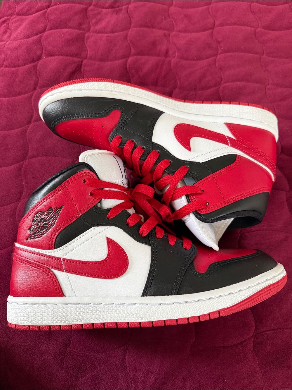 Nike Air Jordan 1 Mid - Red / Black / White Women’s Sneakers